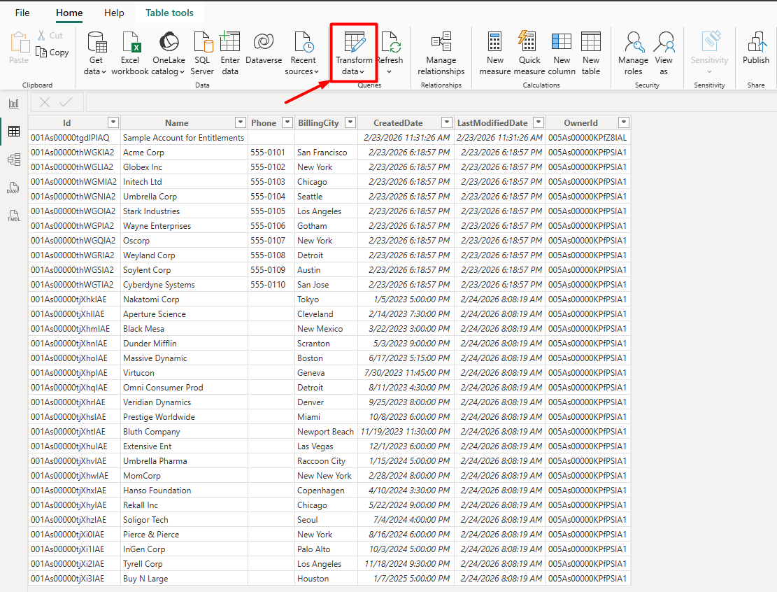 Set up incremental refresh for Salesforce data in Power BI - Step 1