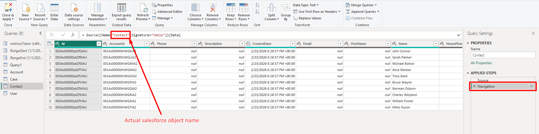 Set up incremental refresh for Salesforce data in Power BI - Step 4.1