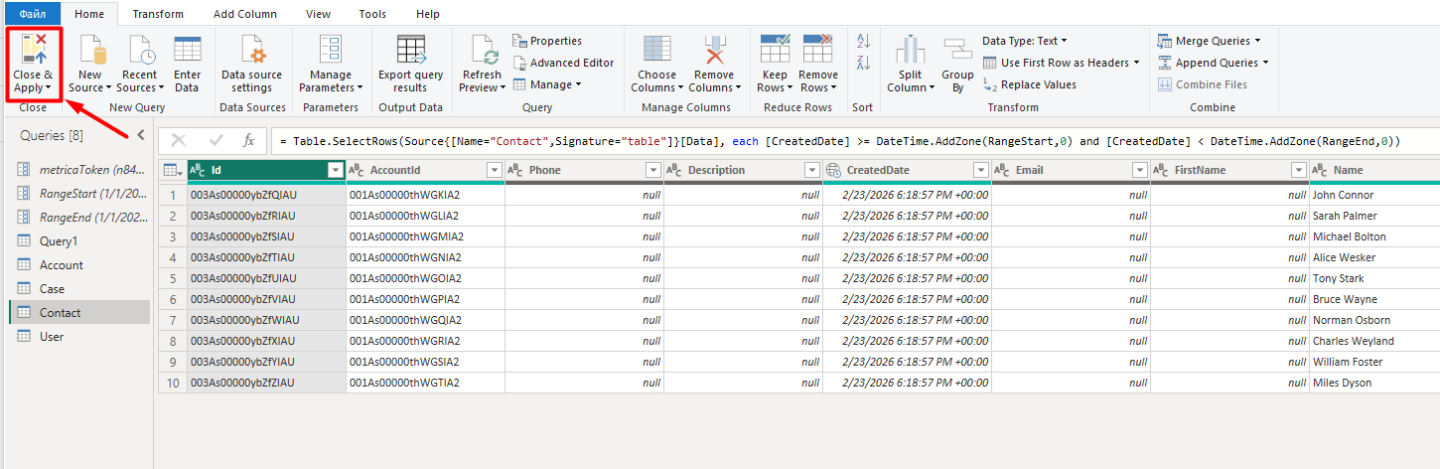Set up incremental refresh for Salesforce data in Power BI - Step 4.2