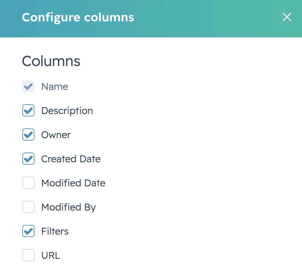 Data Sources list — Configure columns popover