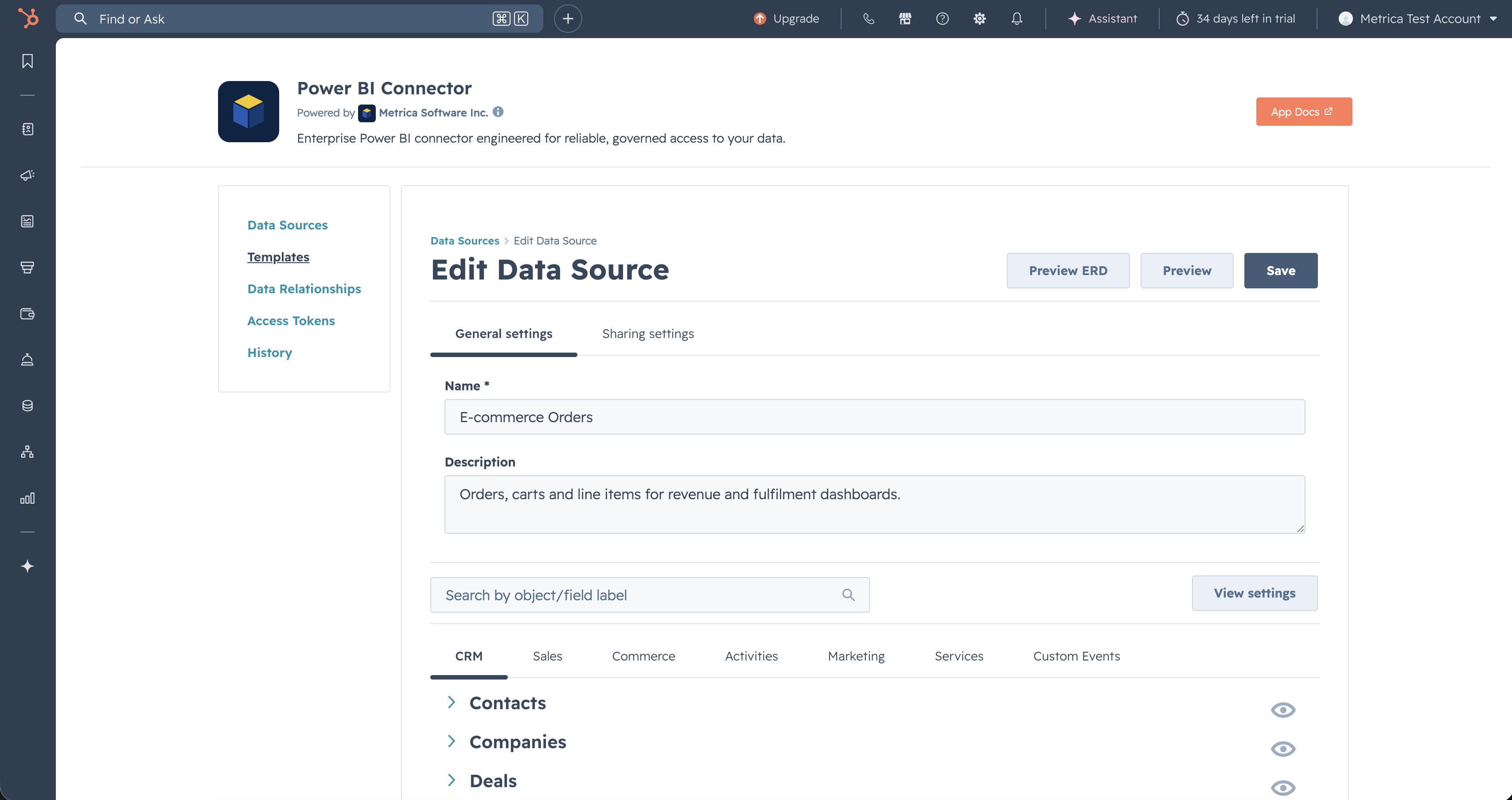 Create Data Source — General settings