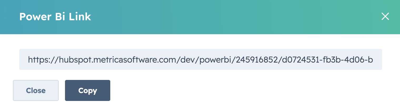 Power BI Link popup — copy the OData URL