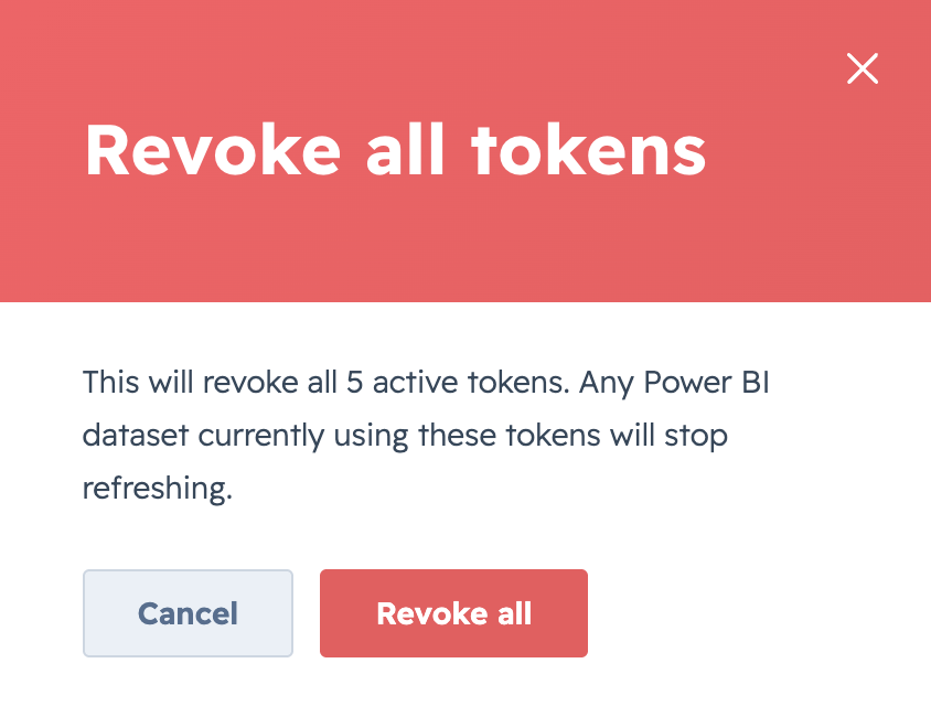 Revoke all tokens — toolbar action and confirmation