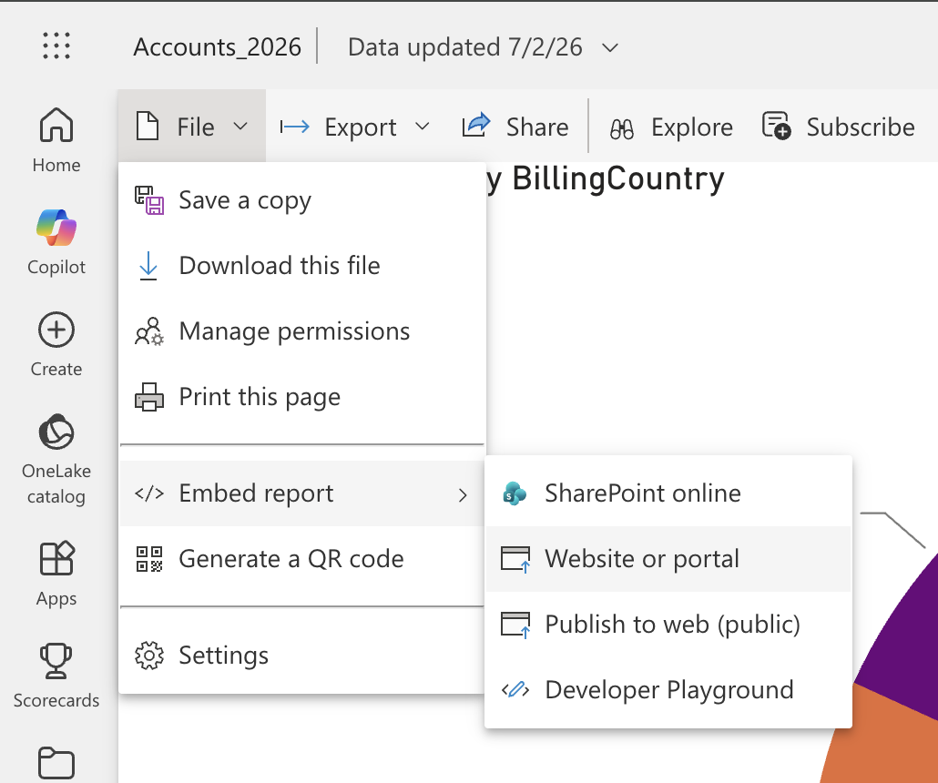 Get the Secure Power BI Embed URL