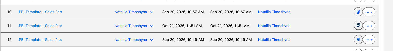 Copy power query button on a data source row