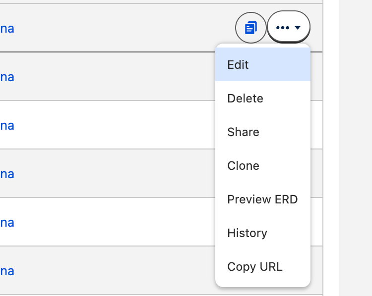 Copy URL in the data source row menu